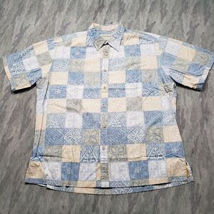 Cooke Street Honolulu‎ Hawaiian Shirt Mens XL Blue Inside Out Checked Print
